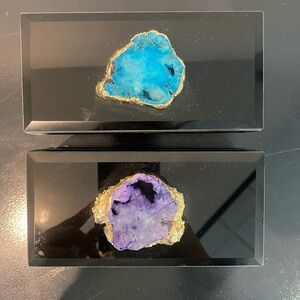 2 Geode glass hinged decorative boxes